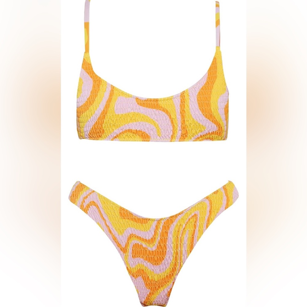 VOLAFA Women's Triangle Bikini Smocked Elastic Two Piece Swimsuit (Amazon)